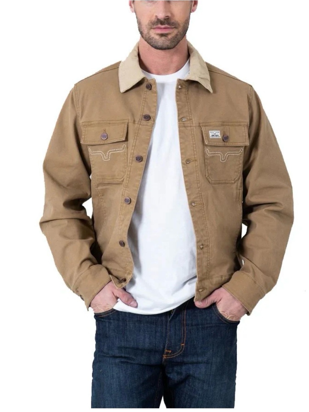 NWT Kimes Ranch Men’s Bangs Trucker Jacket Khaki Large Button Front
